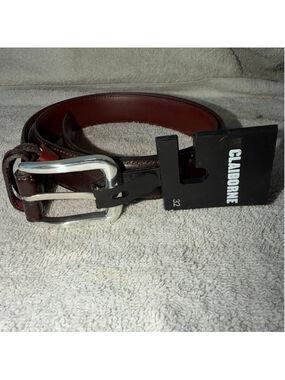 NWT Women’s Size 32 Liz Claiborne Brwn Genuine Leather Dress Belt Silver Buckle